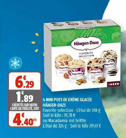 4 mini posts de crème glacée häagen-dazs