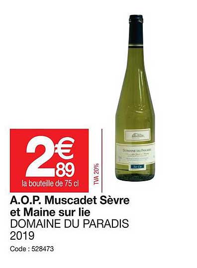 a.o.p. muscadet sèvre et maine sur lie domaine du paradis 2019