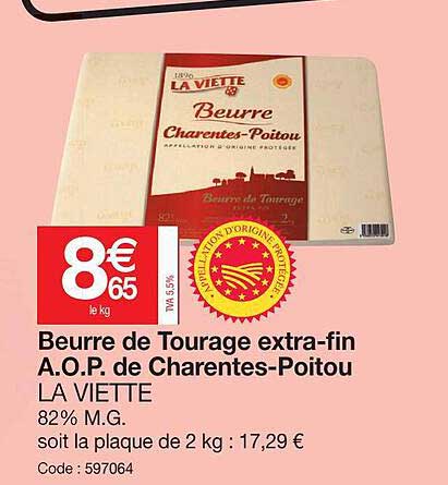 beurre de tourage extra-fin a.o.p. de charentes-poitou la viette