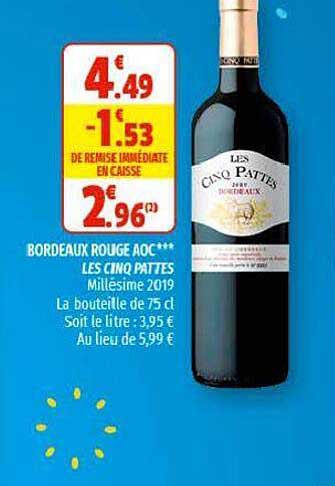 bordeaux rouge aoc les cinq pattes