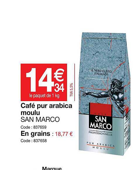 café pur arabica moulu san marco