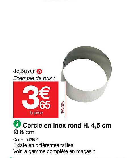 cercle en inox rond h. 4,5 cm ø 8 cm