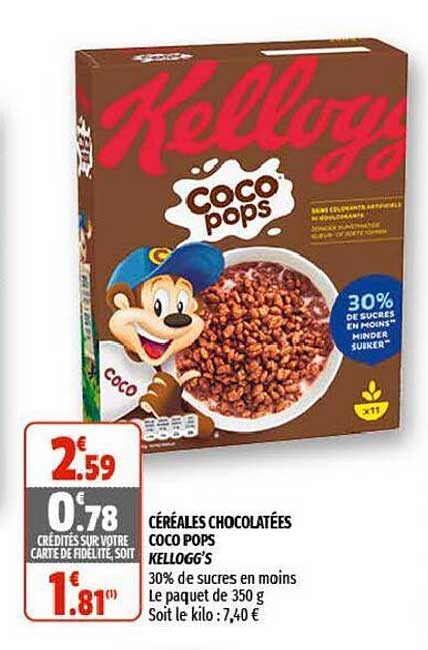 céréales chocolatées coco pops kellogg's