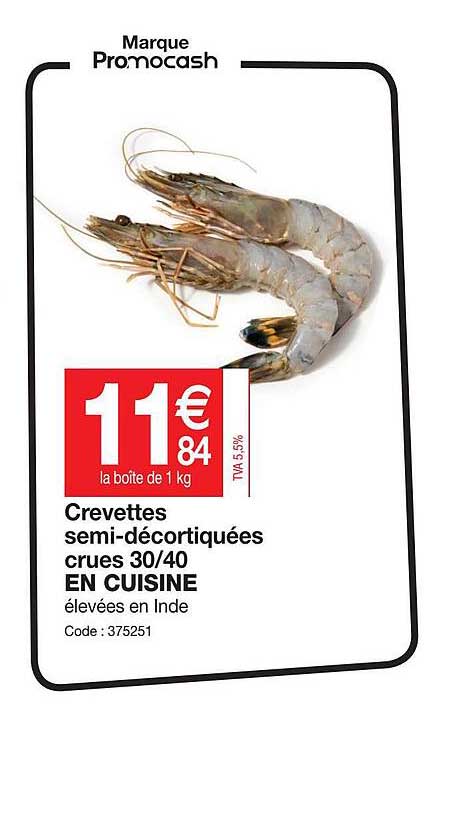 Crevettes Semi-décortiquées Crues 30-40 En Cuisine