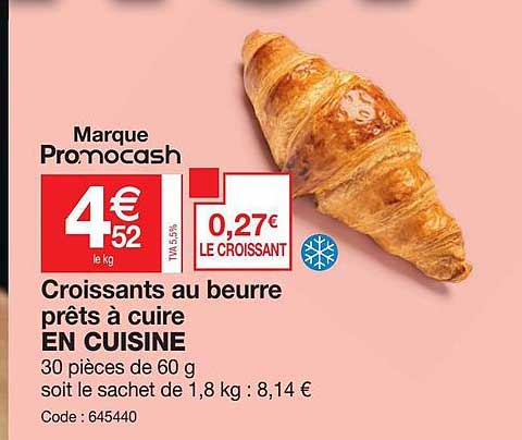 croissants au beurre prêts à cuire en cuisine