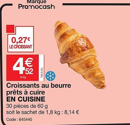 croissants au beurre prêts à cuire en cuisine