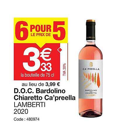 d.o.c. bardolino chiaretto ca'preella lamberti 2020