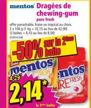 dragées de chewing-gum mentos