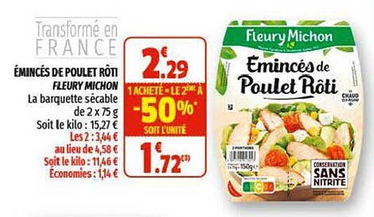 émincés de poulet rôti fleury michon