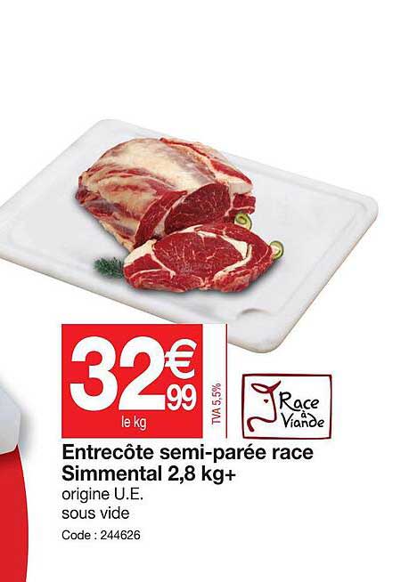 entrecôte semi-parrée race simmental 2,8 kg+