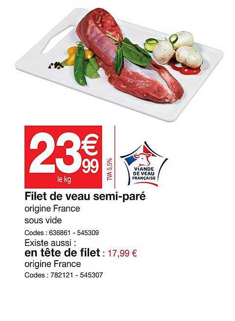 filet de veau semi-paré, en tête de filet