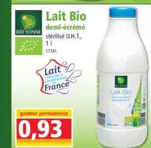 lait bio demi-écrémé bio sonne