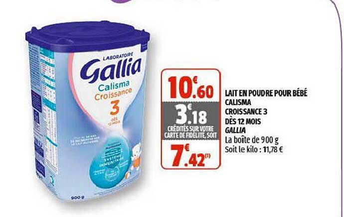 Lait En Poudre Pour Bébé Calisma Croissance 3 Dès 12 Mois Gallia