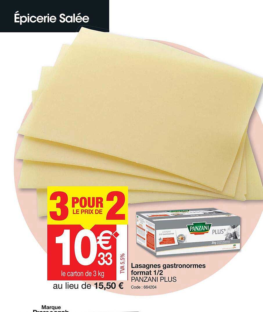 lasagne gastronormes format 1-2 panzani plus