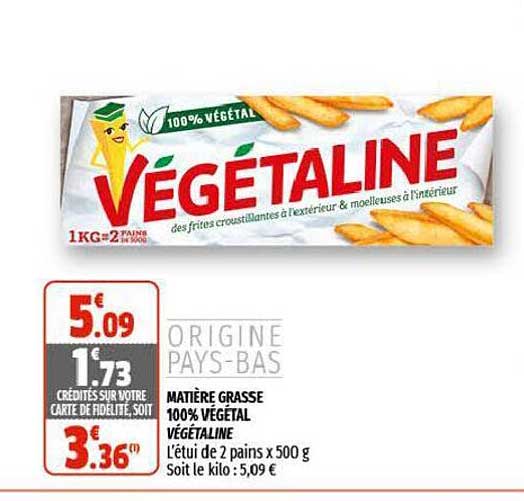 matière grasse 100% végétal végétaline