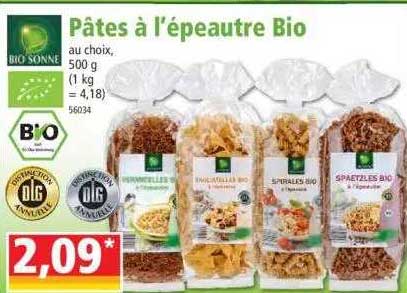 pâtes à l'épeautre bio bio sonne