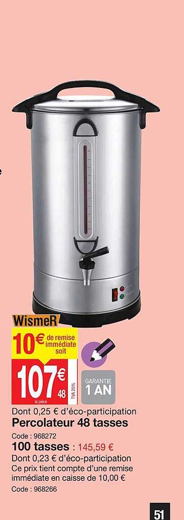 Percolateur 48 Tasses, 100 Tasses