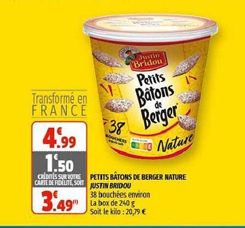 petits bâtons de berger nature justin bridou