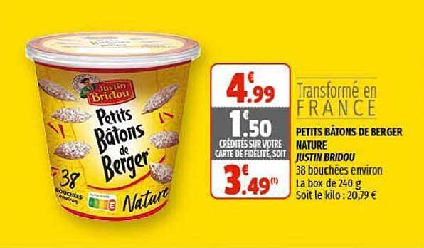 petits bâtons de berger nature justin bridou