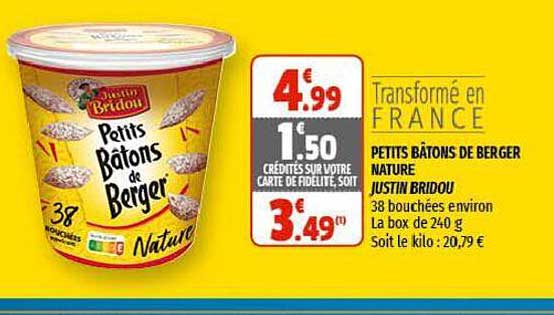 petits bâtons de berger nature justin bridou