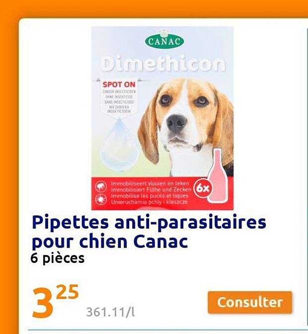 pipettes anti-parasitaires pour chien canac