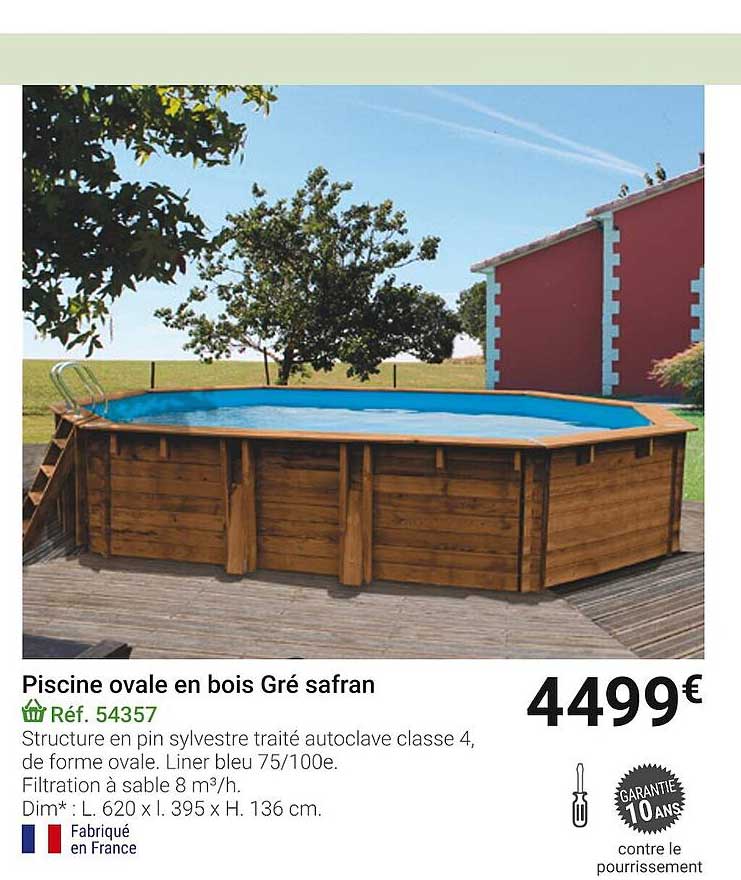 piscine ovale en bois gré safran