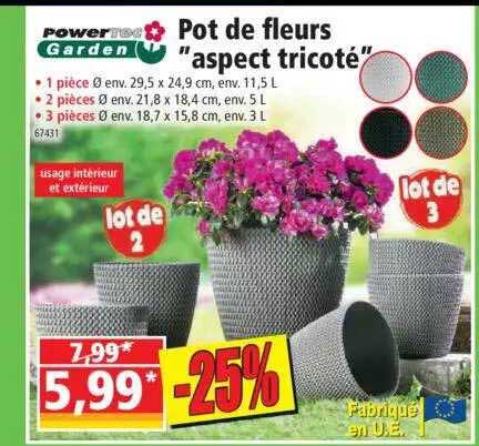 pot de fleurs "aspect tricoté" powertec garden