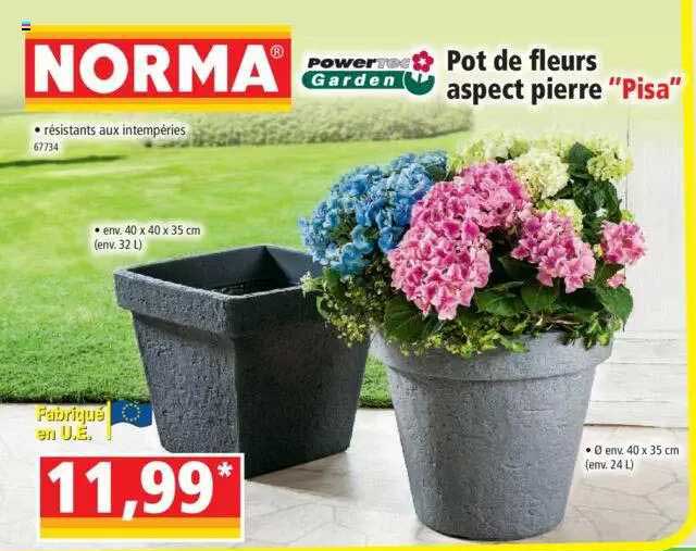 pot de fleurs aspect pierre "pisa" powertec garden