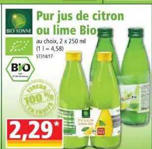 pur jus de citron ou lime bio bio sonne