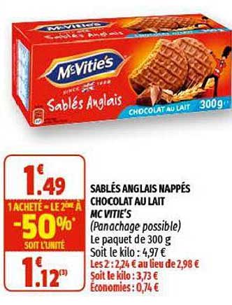 sablés anglais nappés chocolat au lait mc vitie's