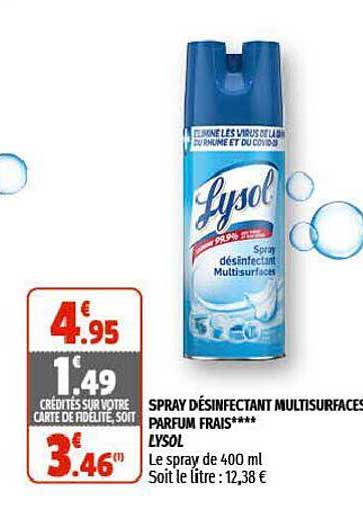 spray désinfectant multisurfaces parfum frais lysol