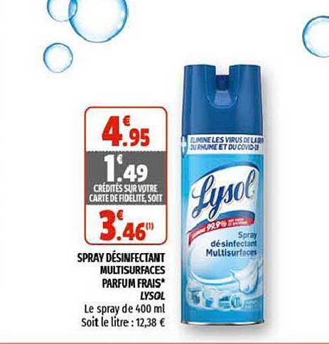 spray désinfectant multisurfaces parfum frais lysol