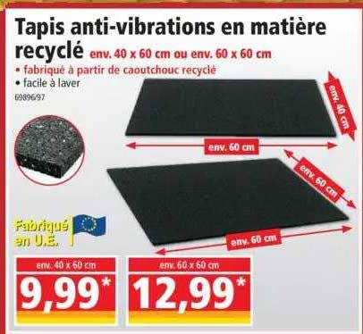 tapis anti-vibrations en matière recyclé