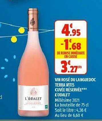 vin rosé du languedoc terra vitis cuvée réservée l'odalet