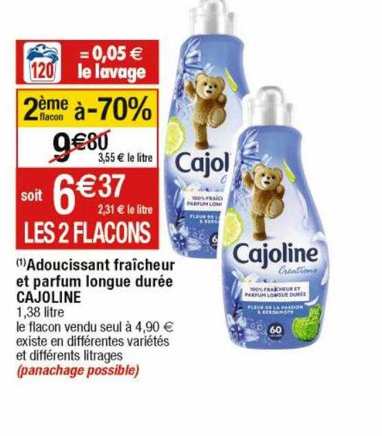 adoucissant fraîcheur et parfum longue durée cajoline