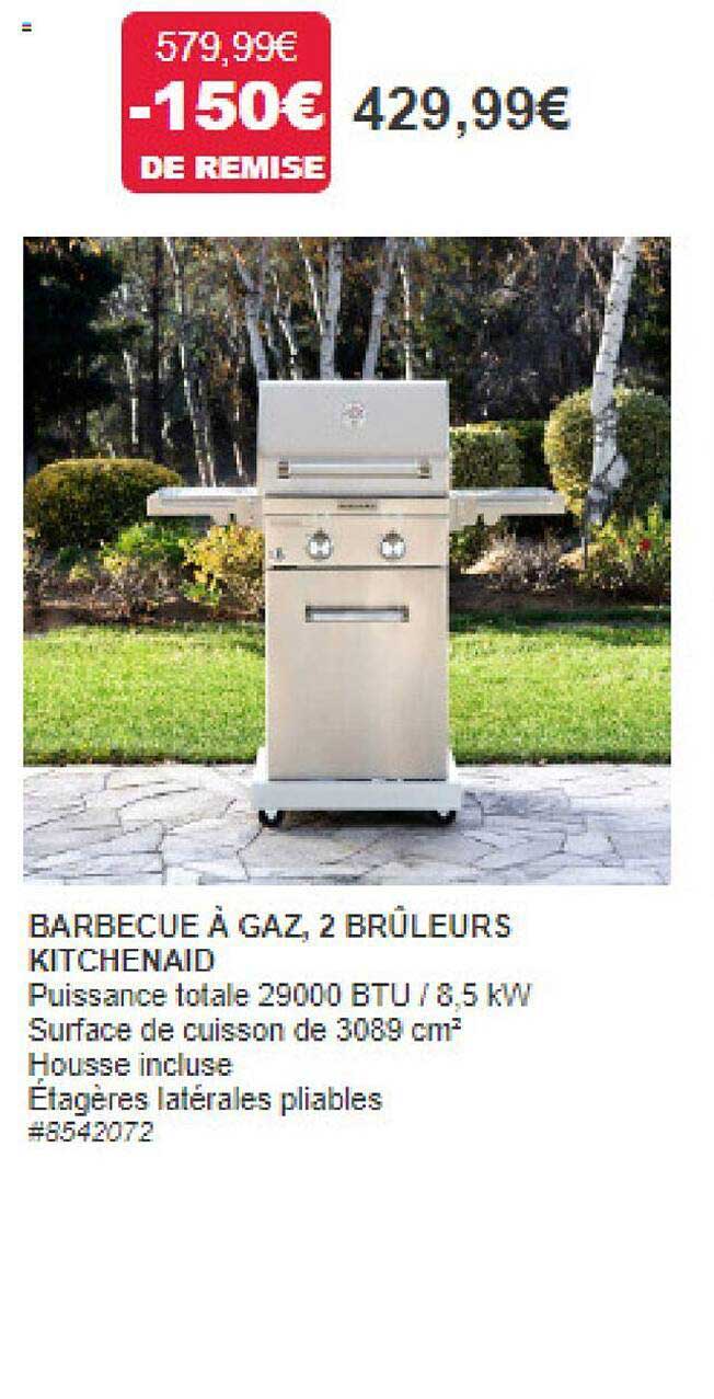 barbecue à gaz, 2 brûleurs kitchenaid