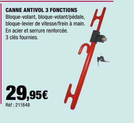 canne antivol 3 fonctions