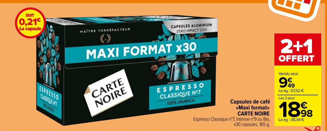 Capsules De Café «maxi Format» Carte Noire