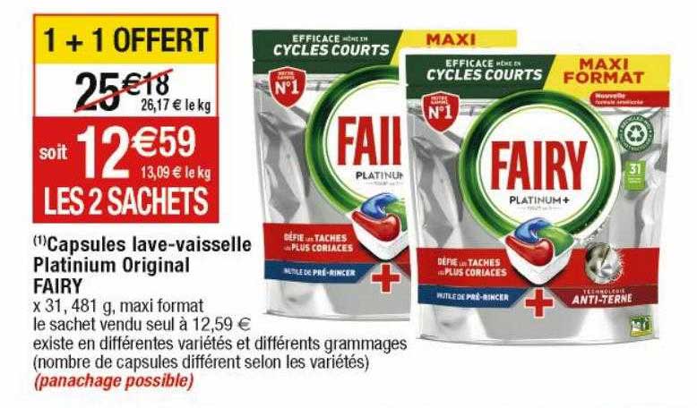 capsules lave-vaisselle platinium original fairy