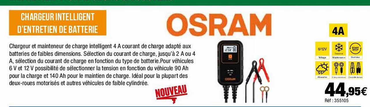 chargeur intelligent d'entretien de batterie osram