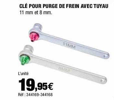 clé pour purge de frein avec tuyau