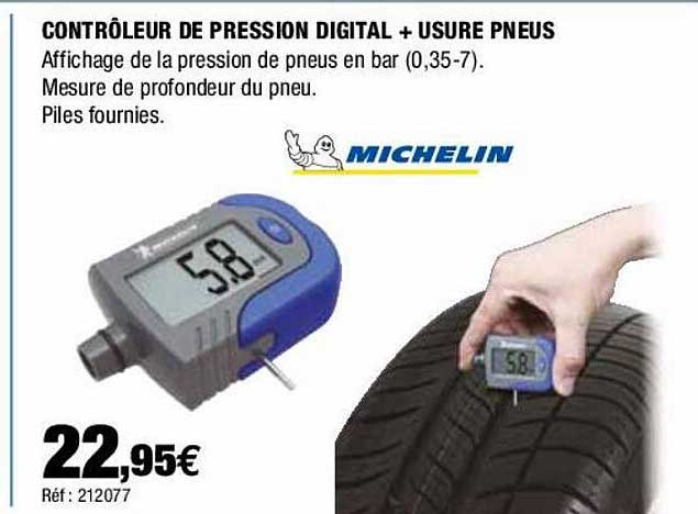 Contrôleur De Pression Digital + Usure Pneus Michelin