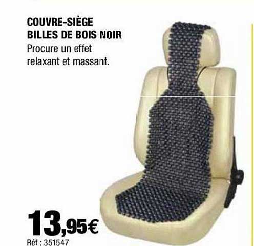 couvre-siège billes de bois noir