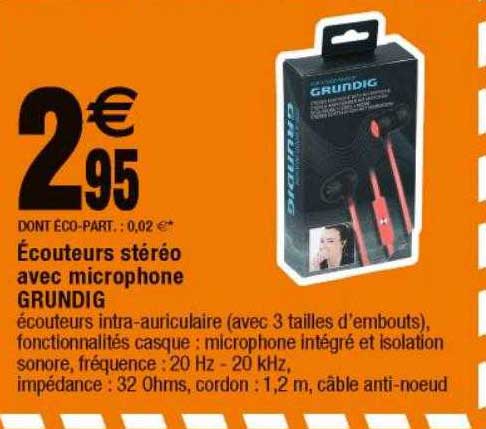 écouteurs stéréo avec microphone grundig
