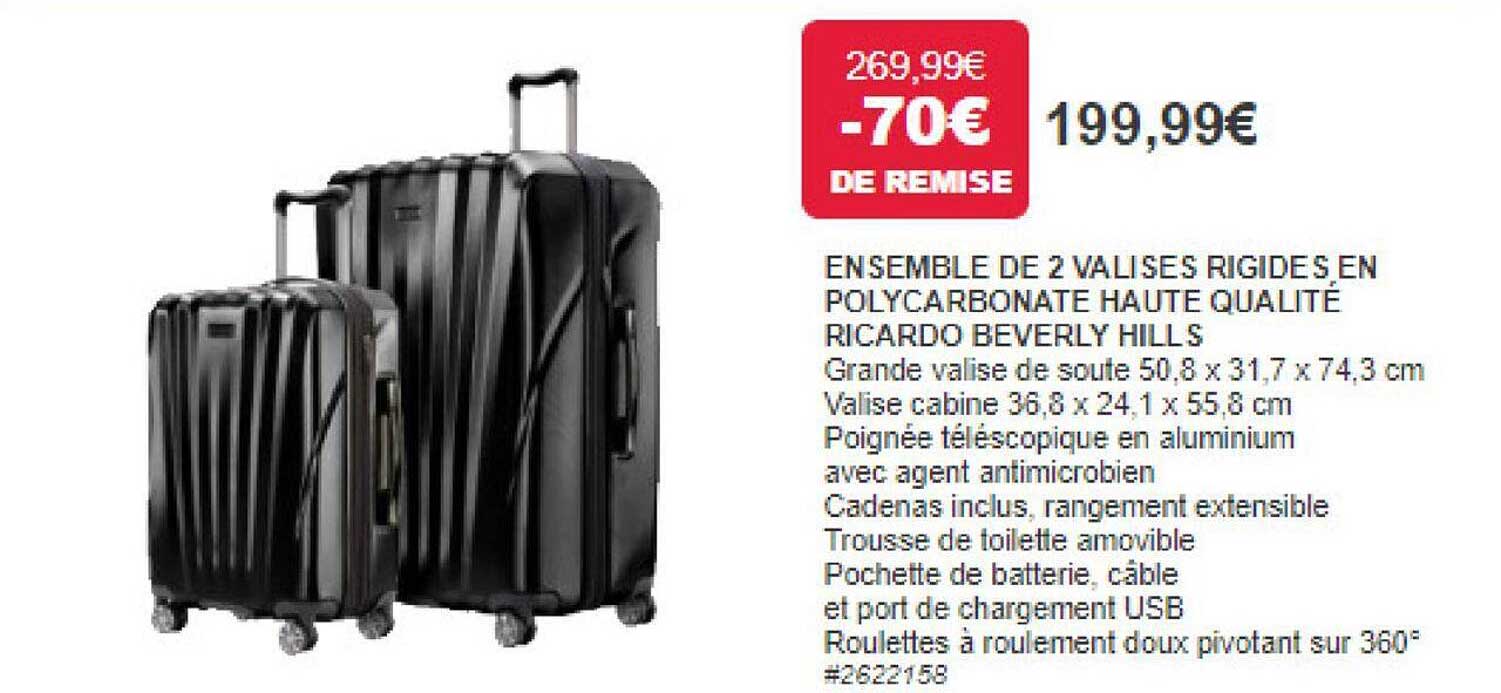 ensemble de 2 valises rigides en plycarbonate haute qualité ricardo beverly hills