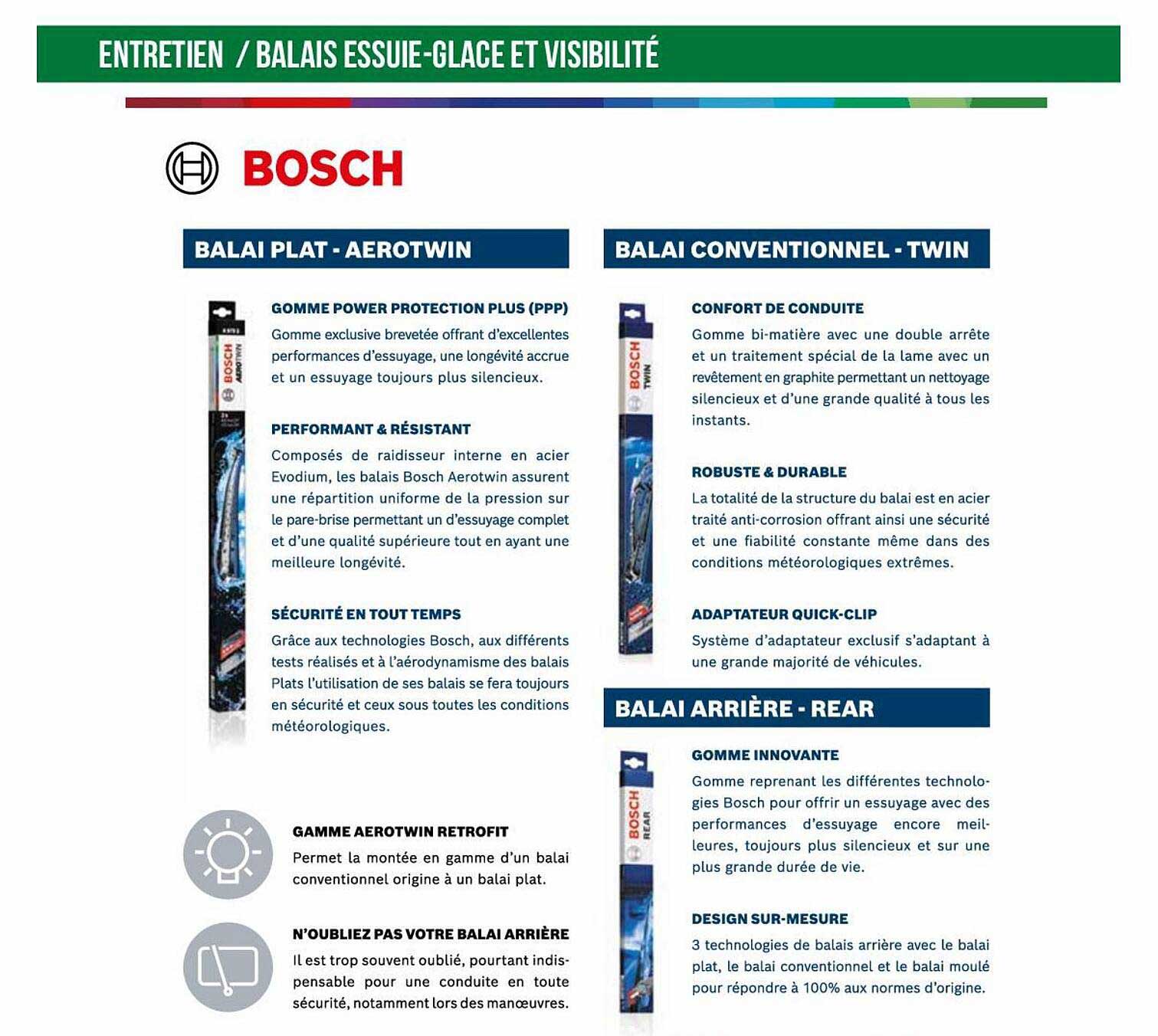 entretien-balais essuie-glace et visibilité bosch