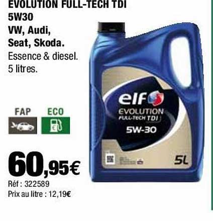 évolution full-tech tdi 5w30 vw, audi, seat, skoda elf
