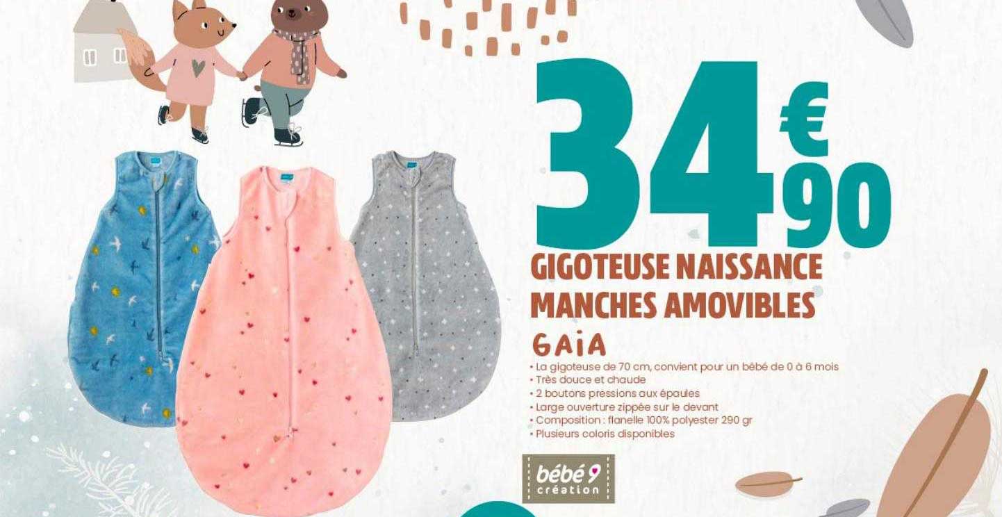 gigoteuse naissance manches amovibles gaia
