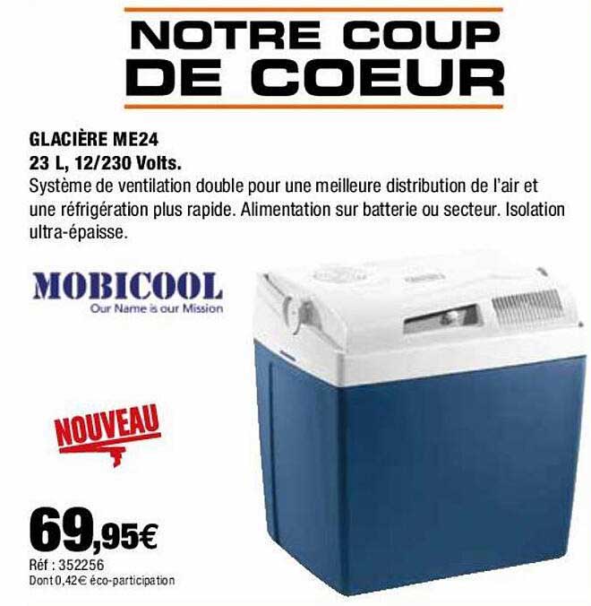 glacière me24 23l, 12-230 volts