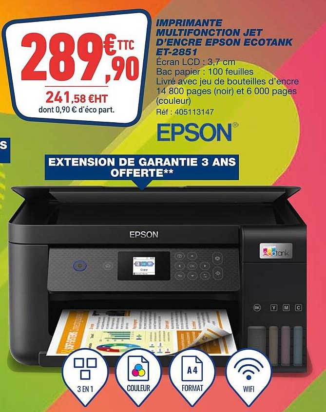 imprimante multifonction jet d'encre epson ecotank et-2851